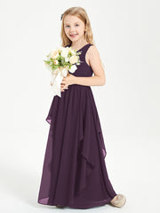 Boho Sleeveless Junior Chiffon Bridesmaids Gown Plum