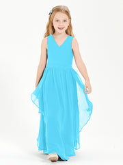Boho Sleeveless Junior Chiffon Bridesmaids Gown Pool