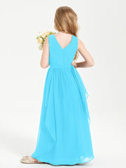 Boho Sleeveless Junior Chiffon Bridesmaids Gown Pool