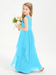 Boho Sleeveless Junior Chiffon Bridesmaids Gown Pool