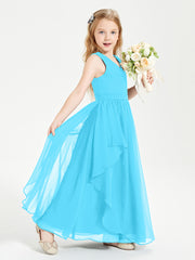 Boho Sleeveless Junior Chiffon Bridesmaids Gown Pool