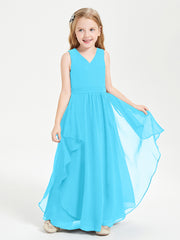 Boho Sleeveless Junior Chiffon Bridesmaids Gown Pool