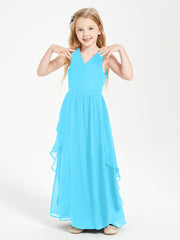 Boho Sleeveless Junior Chiffon Bridesmaids Gown Pool