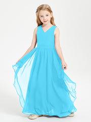 Boho Sleeveless Junior Chiffon Bridesmaids Gown Pool