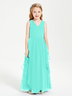 Boho Sleeveless Junior Chiffon Bridesmaids Gown Spa