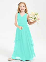 Boho Sleeveless Junior Chiffon Bridesmaids Gown Spa