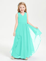 Boho Sleeveless Junior Chiffon Bridesmaids Gown Spa