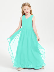 Boho Sleeveless Junior Chiffon Bridesmaids Gown Spa