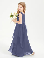Boho Sleeveless Junior Chiffon Bridesmaids Gown Stormy