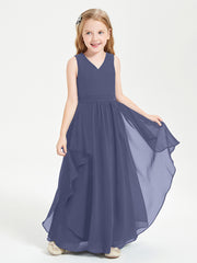 Boho Sleeveless Junior Chiffon Bridesmaids Gown Stormy
