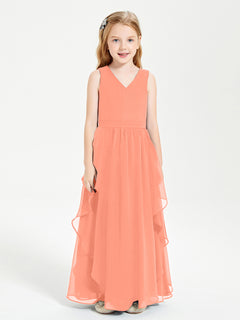 Boho Sleeveless Junior Chiffon Bridesmaids Gown Sunset