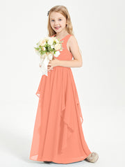 Boho Sleeveless Junior Chiffon Bridesmaids Gown Sunset