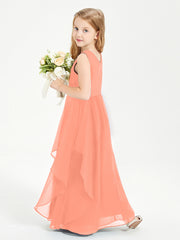 Boho Sleeveless Junior Chiffon Bridesmaids Gown Sunset