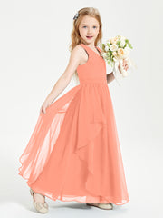 Boho Sleeveless Junior Chiffon Bridesmaids Gown Sunset