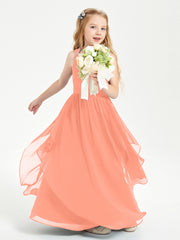 Boho Sleeveless Junior Chiffon Bridesmaids Gown Sunset