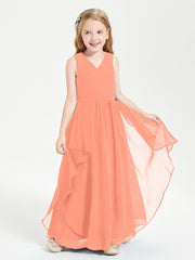 Boho Sleeveless Junior Chiffon Bridesmaids Gown Sunset