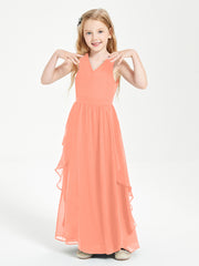 Boho Sleeveless Junior Chiffon Bridesmaids Gown Sunset