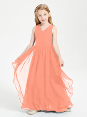 Boho Sleeveless Junior Chiffon Bridesmaids Gown Sunset