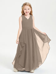 Boho Sleeveless Junior Chiffon Bridesmaids Gown Taupe