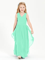 Boho Sleeveless Junior Chiffon Bridesmaids Gown Turquoise