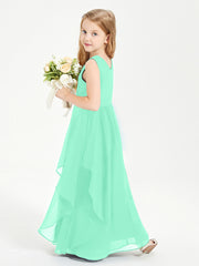 Boho Sleeveless Junior Chiffon Bridesmaids Gown Turquoise