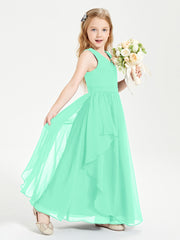 Boho Sleeveless Junior Chiffon Bridesmaids Gown Turquoise
