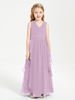 Boho Sleeveless Junior Chiffon Bridesmaids Gown Wisteria