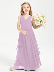Boho Sleeveless Junior Chiffon Bridesmaids Gown Wisteria