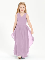 Boho Sleeveless Junior Chiffon Bridesmaids Gown Wisteria