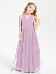 Boho Sleeveless Junior Chiffon Bridesmaids Gown Wisteria