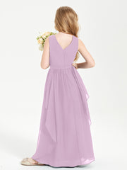 Boho Sleeveless Junior Chiffon Bridesmaids Gown Wisteria