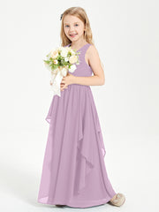 Boho Sleeveless Junior Chiffon Bridesmaids Gown Wisteria