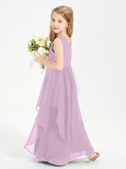 Boho Sleeveless Junior Chiffon Bridesmaids Gown Wisteria