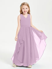 Boho Sleeveless Junior Chiffon Bridesmaids Gown Wisteria