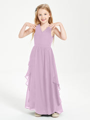 Boho Sleeveless Junior Chiffon Bridesmaids Gown Wisteria
