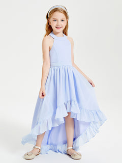 Trendy Boho Junior Bridesmaid Dresses Asymmetrical Cascading Skirt Lavender