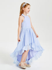 Trendy Boho Junior Bridesmaid Dresses Asymmetrical Cascading Skirt Lavender