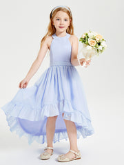 Trendy Boho Junior Bridesmaid Dresses Asymmetrical Cascading Skirt Lavender