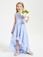 Trendy Boho Junior Bridesmaid Dresses Asymmetrical Cascading Skirt Lavender