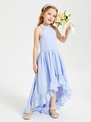 Trendy Boho Junior Bridesmaid Dresses Asymmetrical Cascading Skirt Lavender