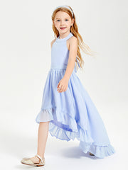 Trendy Boho Junior Bridesmaid Dresses Asymmetrical Cascading Skirt Lavender