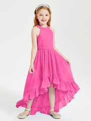 Trendy Boho Junior Bridesmaid Dresses Asymmetrical Cascading Skirt Azalea
