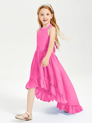 Trendy Boho Junior Bridesmaid Dresses Asymmetrical Cascading Skirt Azalea