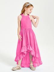 Trendy Boho Junior Bridesmaid Dresses Asymmetrical Cascading Skirt Azalea