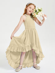 Trendy Boho Junior Bridesmaid Dresses Asymmetrical Cascading Skirt Champagne