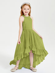 Trendy Boho Junior Bridesmaid Dresses Asymmetrical Cascading Skirt Clover