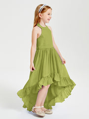 Trendy Boho Junior Bridesmaid Dresses Asymmetrical Cascading Skirt Clover