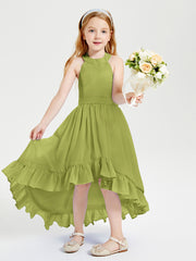 Trendy Boho Junior Bridesmaid Dresses Asymmetrical Cascading Skirt Clover