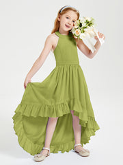Trendy Boho Junior Bridesmaid Dresses Asymmetrical Cascading Skirt Clover