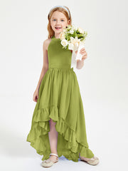 Trendy Boho Junior Bridesmaid Dresses Asymmetrical Cascading Skirt Clover